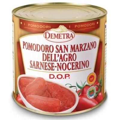 Pomidorai lupti savo sultyse, San Marzano D.O.P., DEMETRA, 800 g / 520 g